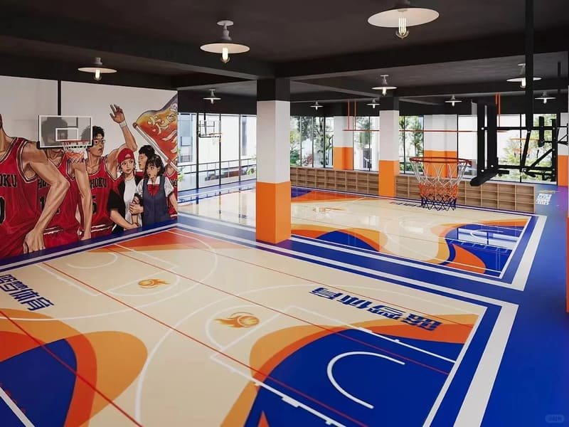 Cleaning staff maintaining a PVC sports floor with neutral cleaner